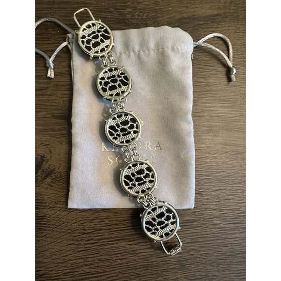 Kendra Scott Cassie Bracelet Faceted Gumdrop Round Statement Bracelet Black Gold - Picture 3 of 4